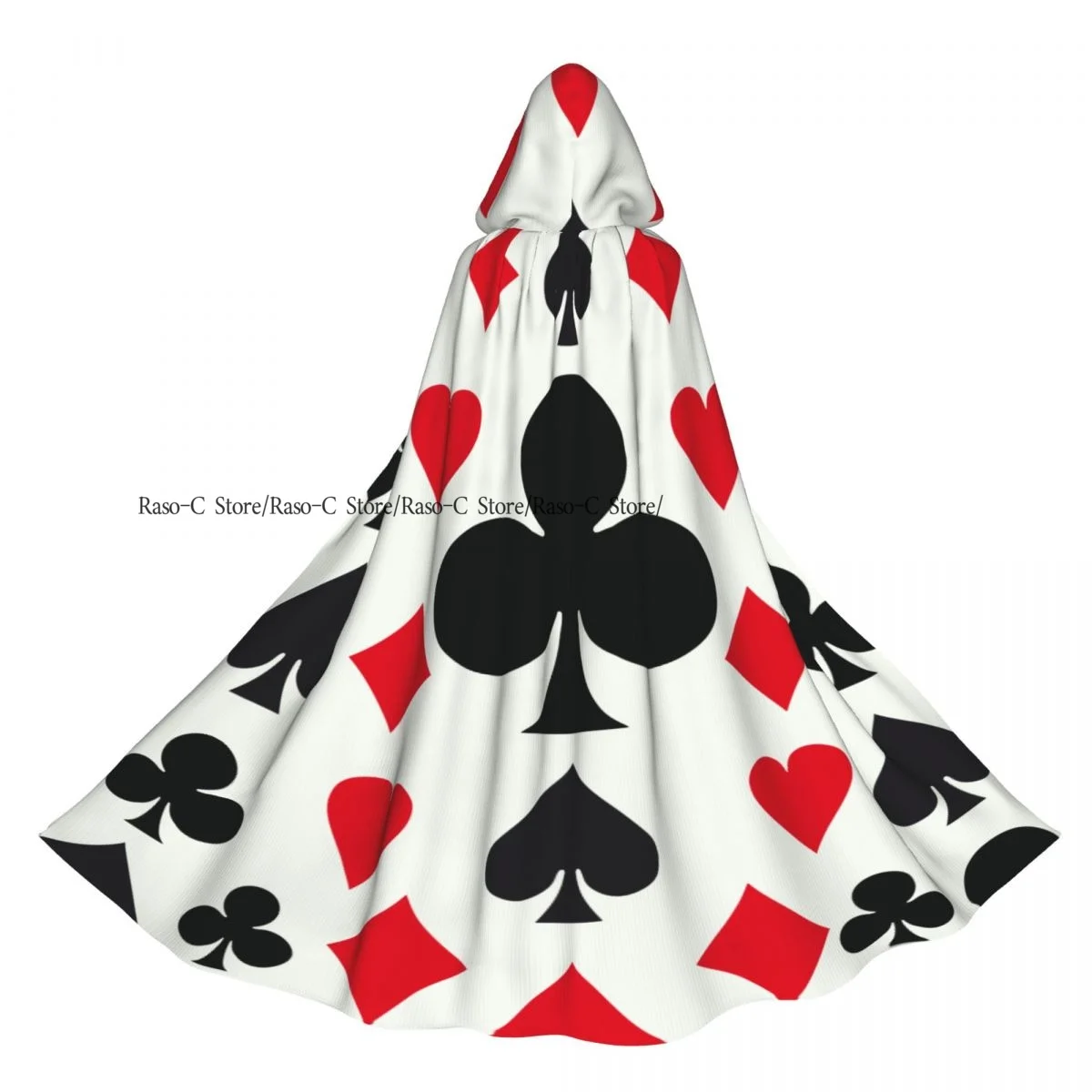

Long Cape Cloak Poker Card Suits Illustration Hooded Cloak Coat Autumn Hoodies