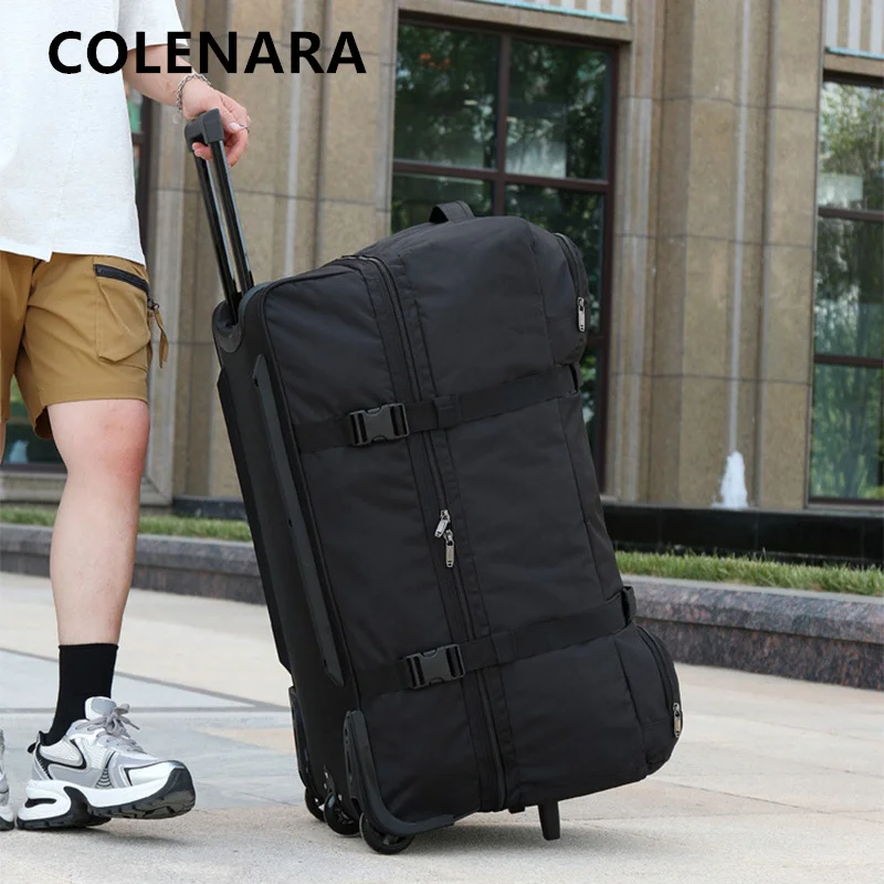 COLENARA Rollkoffer, faltbare Trolley-Tasche, Oxford-Stoff, übergroße Kapazität, Aufbewahrung, Reisetasche, Versand mit Rollgepäck