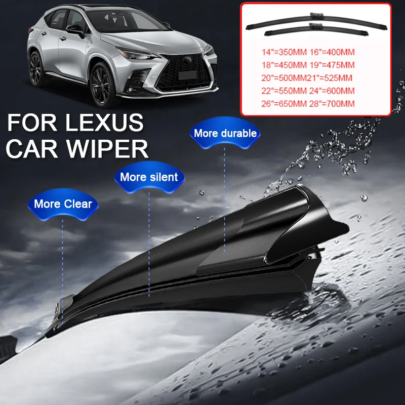 2PCS Car Blade Windshield Wiper Rubber Accessory For Lexus ES XV60 XZ10 GS L10 GX IS LBX AY10 LX NX AZ10 RX RZ e450 EB10 UX ZA10