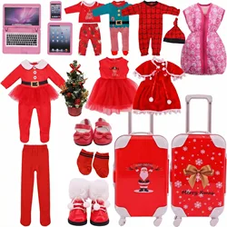 Doll Clothes Red Christmas Suit Baby Girl's Accessories for 18 inch American Doll & 43 Cm Baby Dolls Mini Christmas Tree Toys
