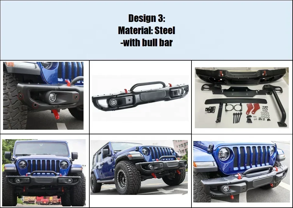 Aluminium Beschermende Voorbumper Auto Carrosserie Kits Voorbumper Achterbumper Voor Jeep Wrangler Jk 2007-2017 Jl