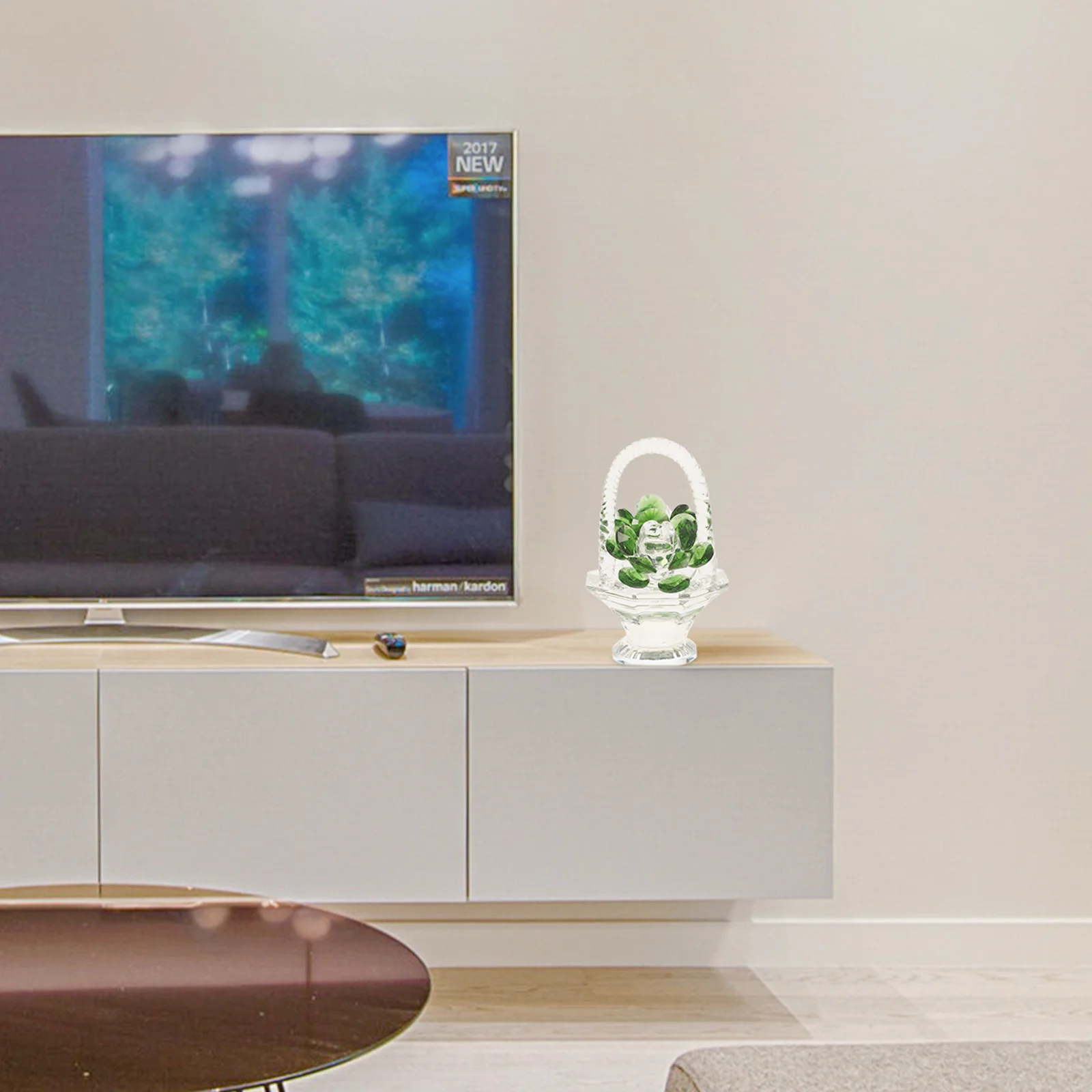 

Real Interior Ornaments Basket Home Decor Crystal Flower Decoration Festival Gift