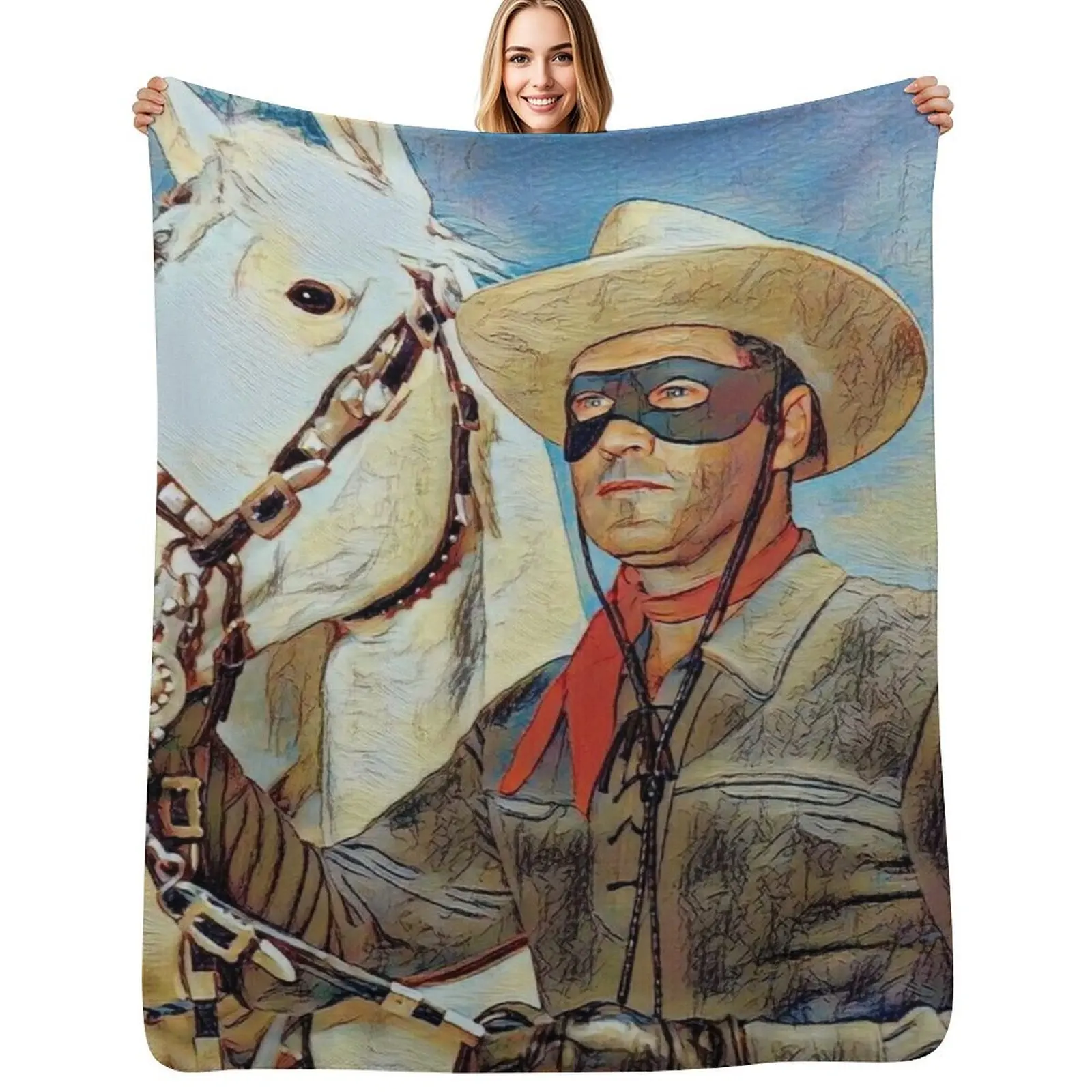 

The Lone Ranger and Silver Throw Blanket Plush Fuzzy Cozy Blanket for Couch Sofa
