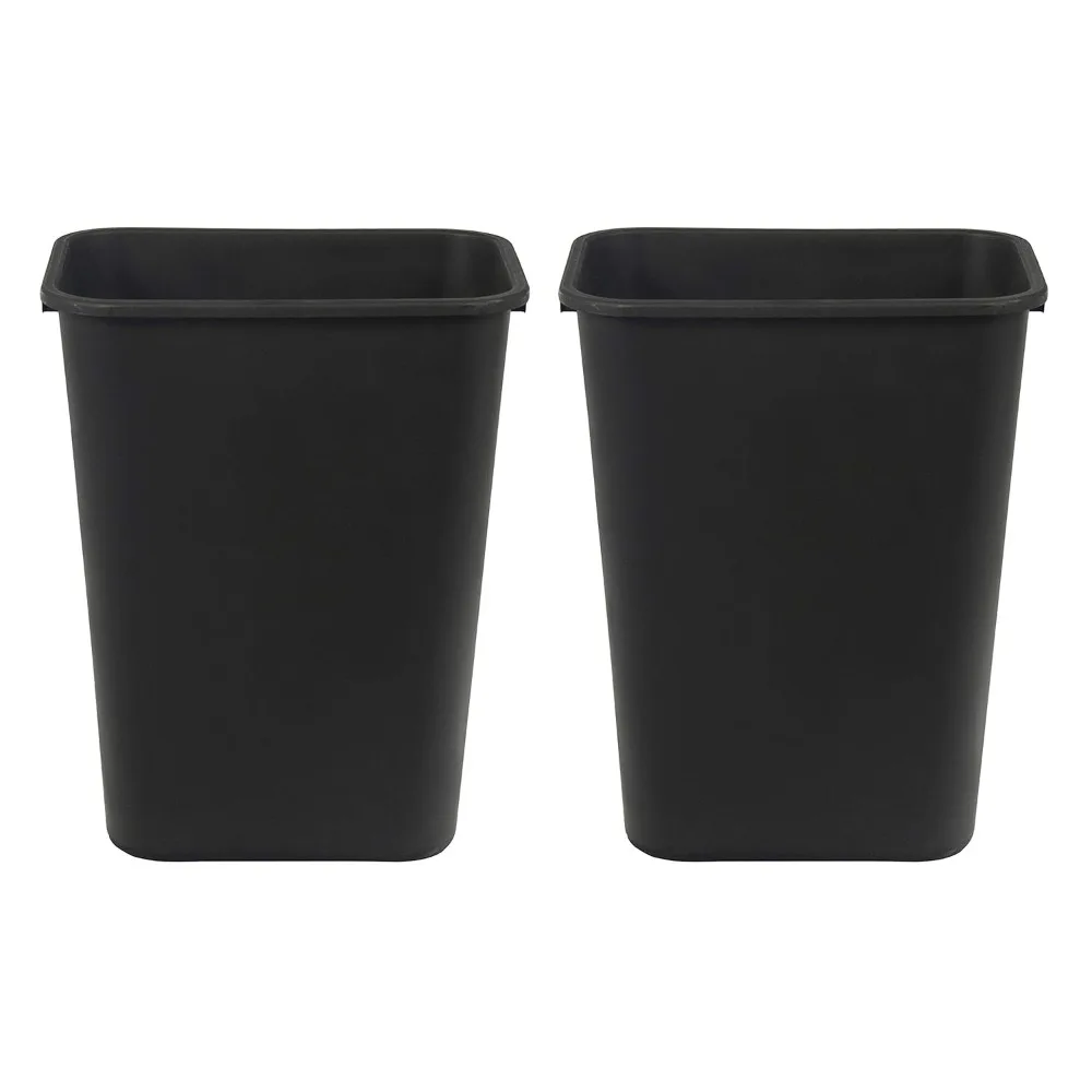 

Rectangular Commercial Office Wastebasket, 10 GALLON (Pack of 2), BLACK (Previously AmazonCommercial brand)