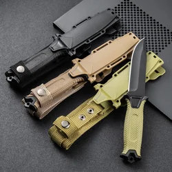 Aço inoxidável Tactical Knife Set, portátil auto-defesa reta faca, Wilderness Survival Knife, Novo, 2024