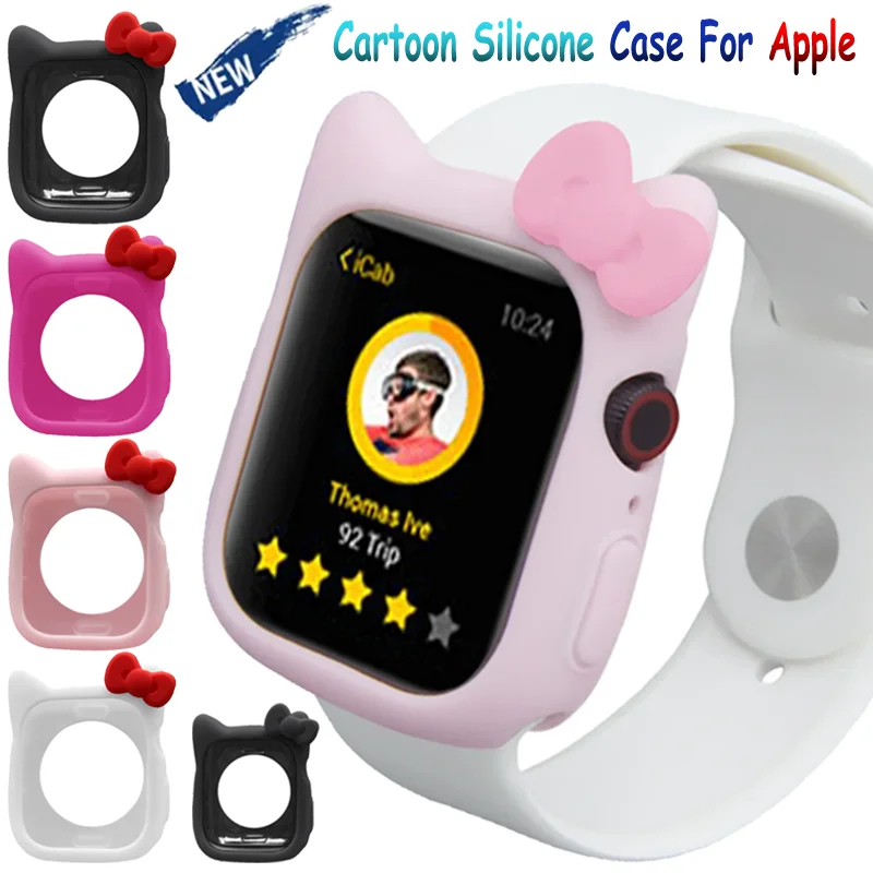 الكرتون غطاء من السيليكون لساعة أبل 11 10 46/42 مللي متر المضادة للخدش دائم واقية قذيفة iWatch 9 8 7 6 5 4 SE3 44/40 مللي متر 45/41 مللي متر