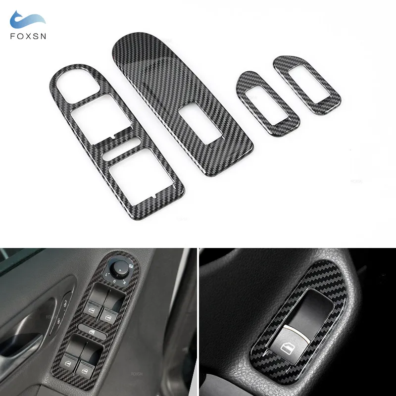 For VW Golf 6 MK6 2010 2011 2012 2013 Car-styling Carbon Fiber Texture Window Lift Control Switch Panel Cover Trim