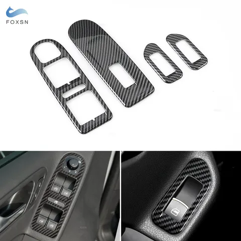 Для VW Golf 6 MK6 2010 2011 2012 2013, Стайлинг автомобиля, текстура из углеродного волокна, переключатель управления подъемом окна, панель, накладка