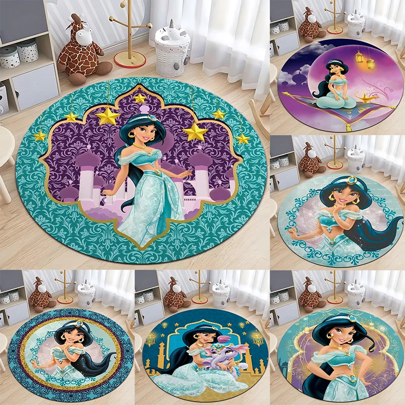 MINISO Jasmine Princess Aladdin Castle alfombras redondas alfombras para habitación de niños alfombras antideslizantes para sala de estar alfombra lavable para el hogar