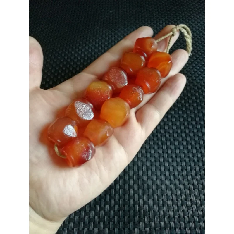 Tibetan Backflow Old Pulp a of Multi-Agate Beads a String of Twelve
