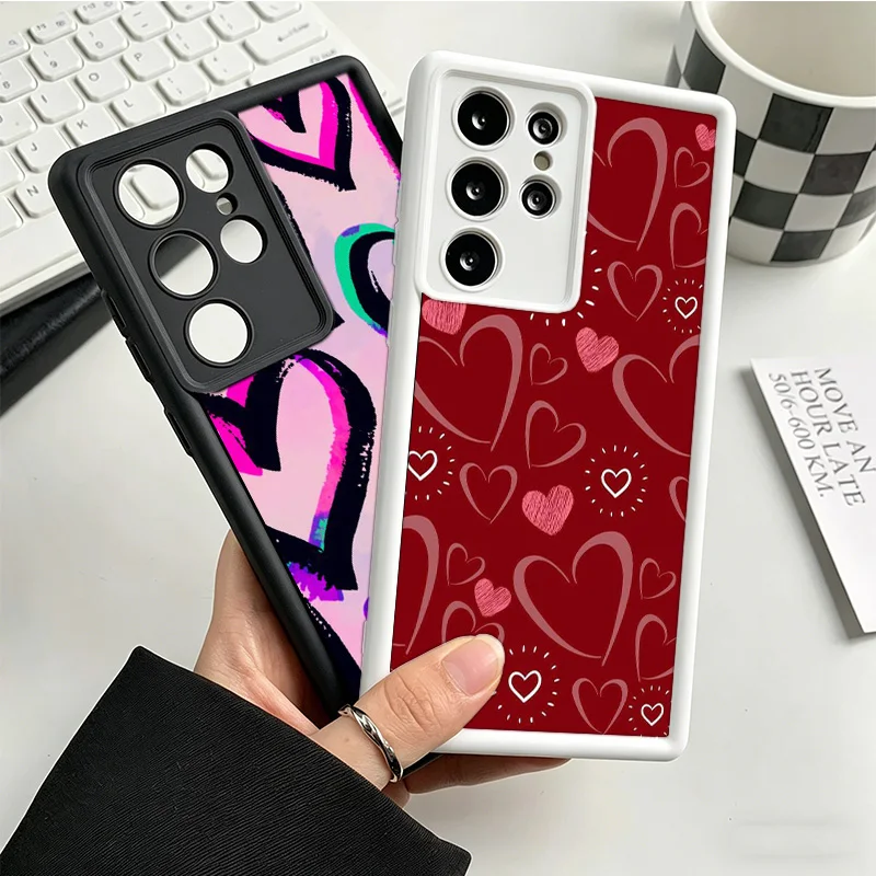 Love Your Heart Shape With Love Phone Case For Samsung S25 Ultra S26 S23 FE S22 Galaxy S21 S20 Plus S24 FE Cover Coque Shell Pro