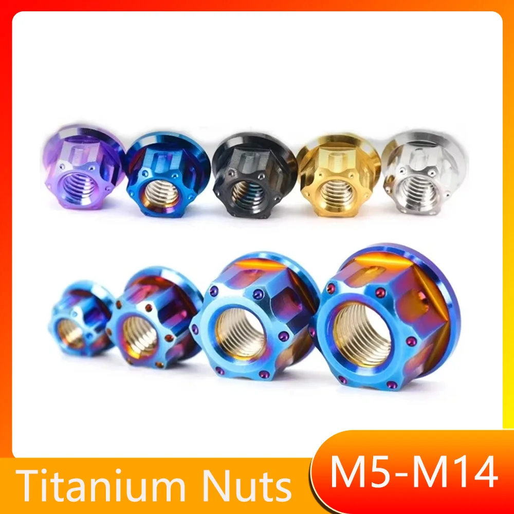 AliExpress NONE 1pcs M5 M6 M8 M10 M12 M14 Titanium Nuts Hex Hexagon Flange Rear Axle Nut Torx Nut for Bike Motorcycle Titanim Fastener