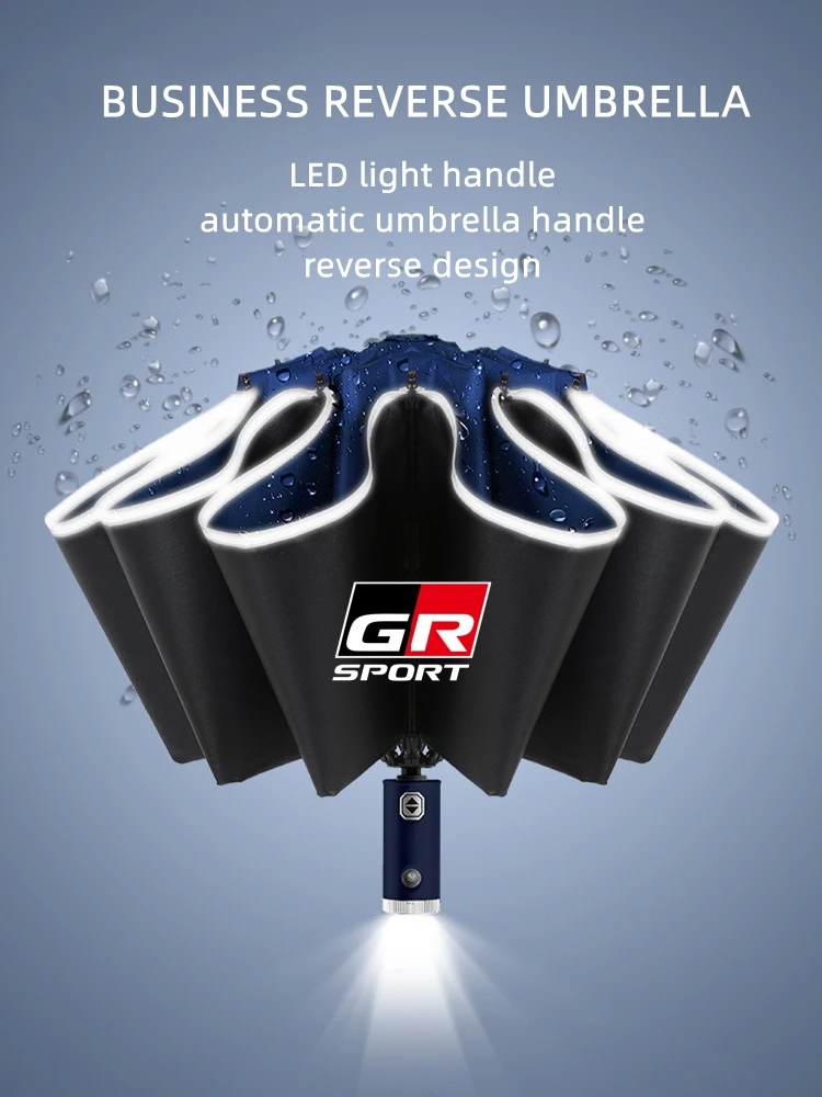 Automatyczny parasol z odblaskowym paskiem i odwróconym światłem LED do GR Sport Gazoo Racing Yaris 86 Hilux Supra C-HR — 2