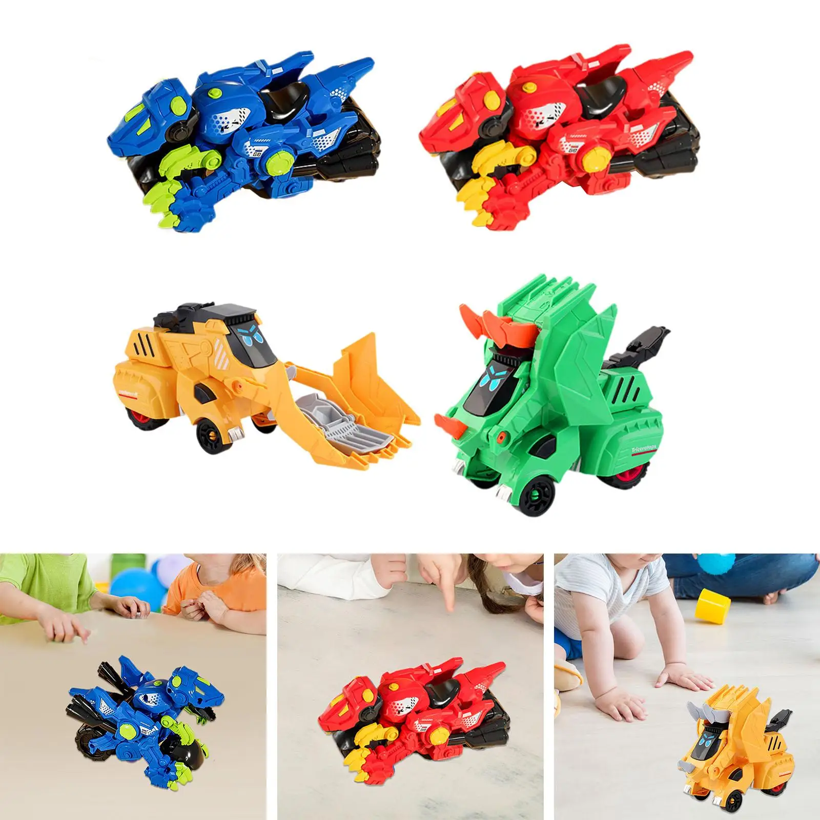 Transforming Dinosaur Toy Automatic Transform Interaction Kids Play Vehicle Toy for Boys Girls Age 3 4 5 6 Kids Preschool Reward