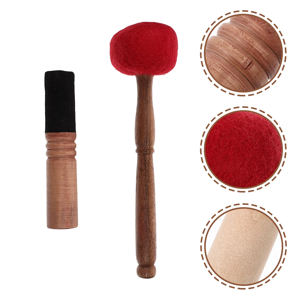 

2Pcs Wooden Tibetan Singing Bowl Mallet Felt Sound Bowl Stick Meditation Relaxation Yoga Gong Accessory Wooden Mallet