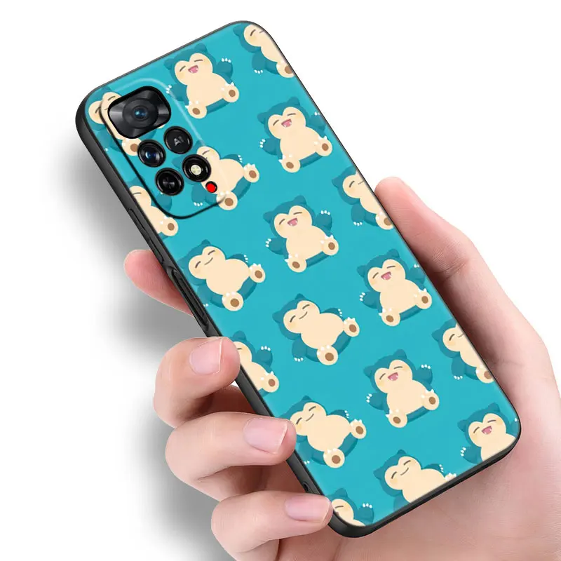 Cute Snorlax Black Phone Case For Xiaomi Redmi Note 12 Pro 11 Pro Plus 11S 11T 10 10T 5G 10S 9S 9 8 Pro Cover