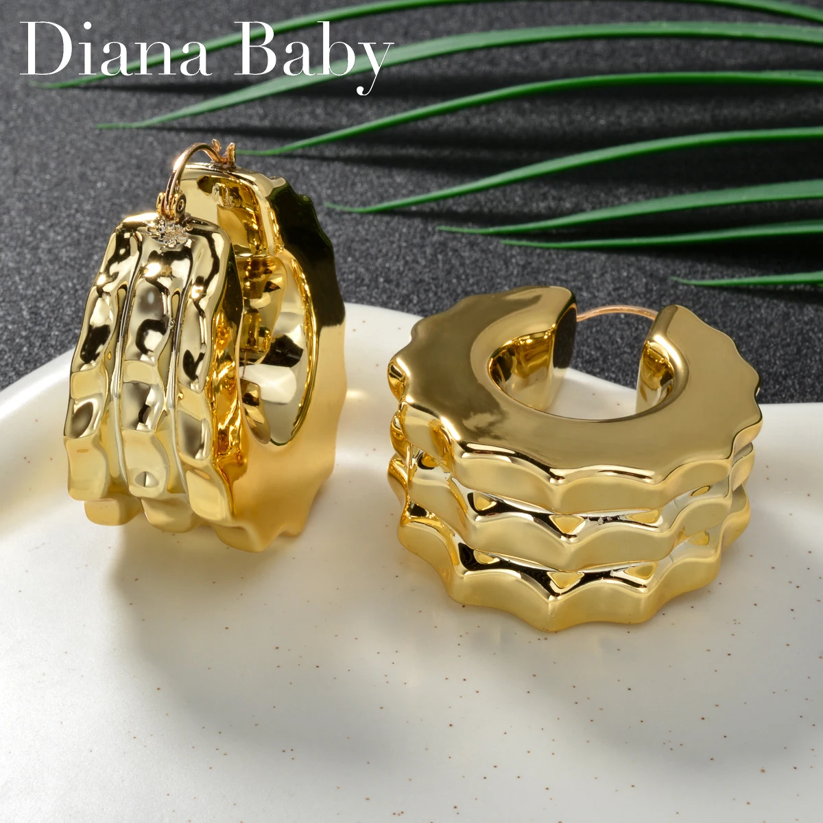 Diana Baby Punk Schmuck Sets Runde Ohrringe Frauen Gold Farbe Ohrring Luxus Gute Qualität Zubehör Weibliche