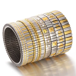 Classic Durable Elastic Bangle Stainless Steel Watch Chain Bracelet for Women Men Stretchable Cuff Waterproof Jewelry Gifts