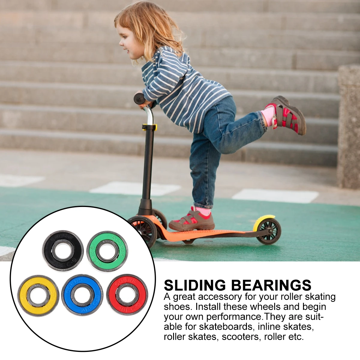 

50 Pcs Sliding Bearings Replacements Skate Shielded Chrome Steel Skateboard Accessories