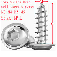 M3 M4 M5 M6 304 A2-70 Stainless Steel Six-Lobe Torx Pan Head with Washer Pad Collar Self-tapping Wood Screw