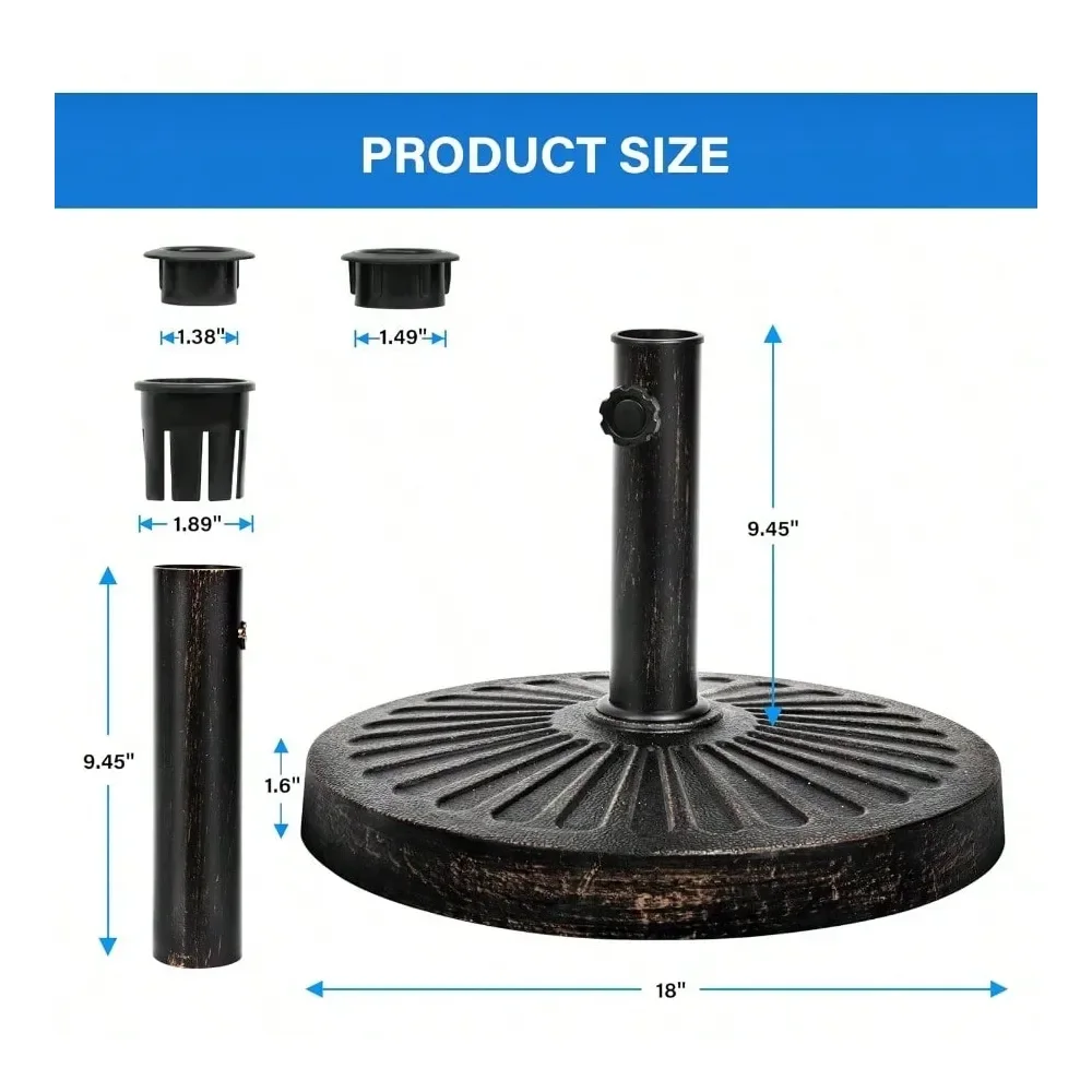 

Deluxe 17.72 24.2 Lbs Market Heavy Duty Umbrella Round Stand Base For Patio Outdoor Deck Lawn Garden Bronze