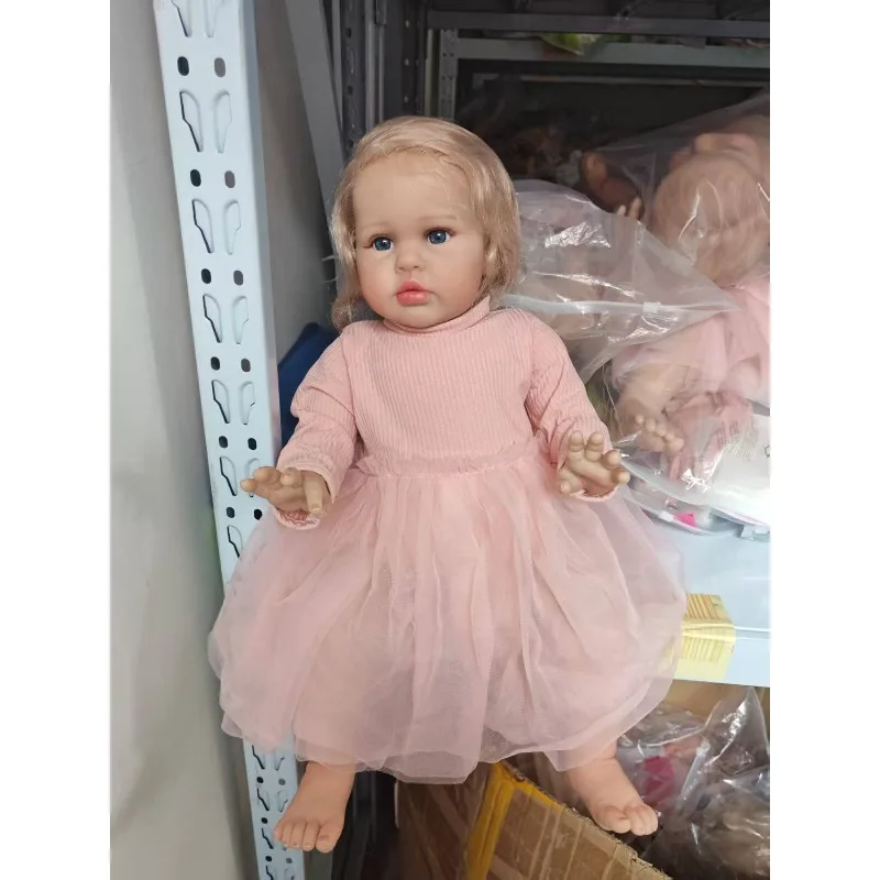 60 cm 24 Zoll Ellie Stoffkörper lebensechte wiedergeborene Kleinkind hand verwurzeltes Haar kuschelige Babypuppe Baby