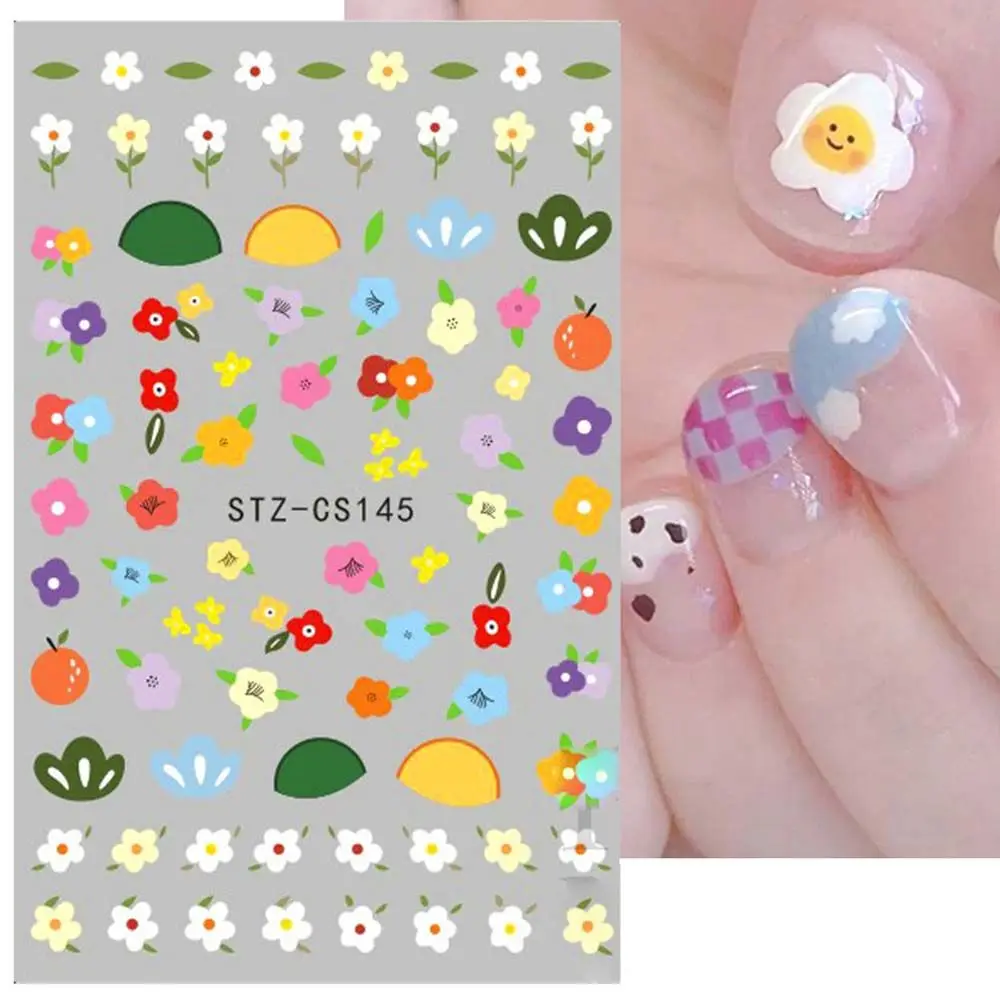 Self Adhesive Peach Summer Theme Tulip Flower Manicure Floral Nails Decals 3D Nail Sticker Nail Decoration Fruit Nail Foils