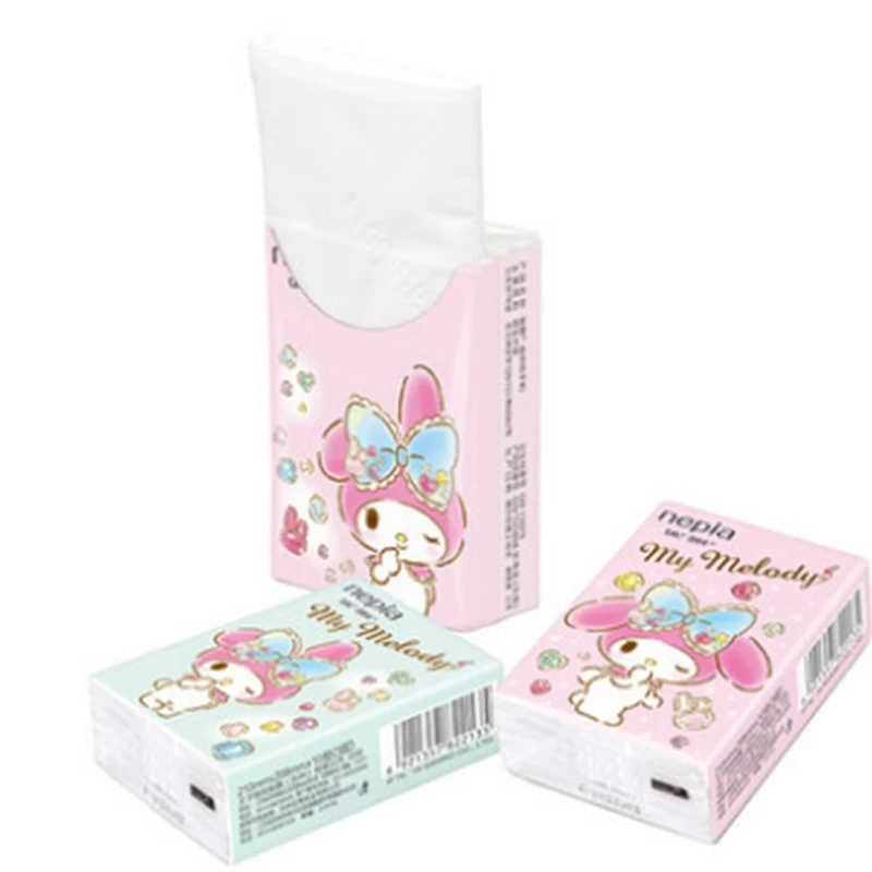 Sanrios Hellokitty Printed Handkerchief Paper Animation Cartoon Pattern Portable Packaging Bag Napkin Cute Melody Facial Tissue