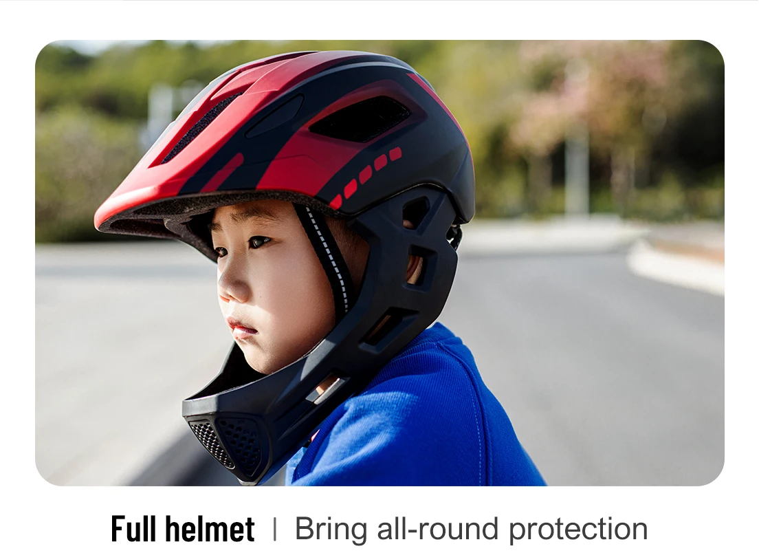 Horntour Kinder-Fahrradhelm, volles Gesicht, abnehmbar, ultraleicht, atmungsaktiv, für Kinder, Outdoor, Skate, Rollschuh, Fahrradhelm – Detail 5
