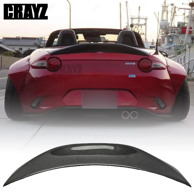 

For 2016-2023 Mazda MX5 Miata ND RF LMS Style Real Carbon Fiber Glass Duckbill Spoiler Trunk Wing Lip Racing AccessoriTrim