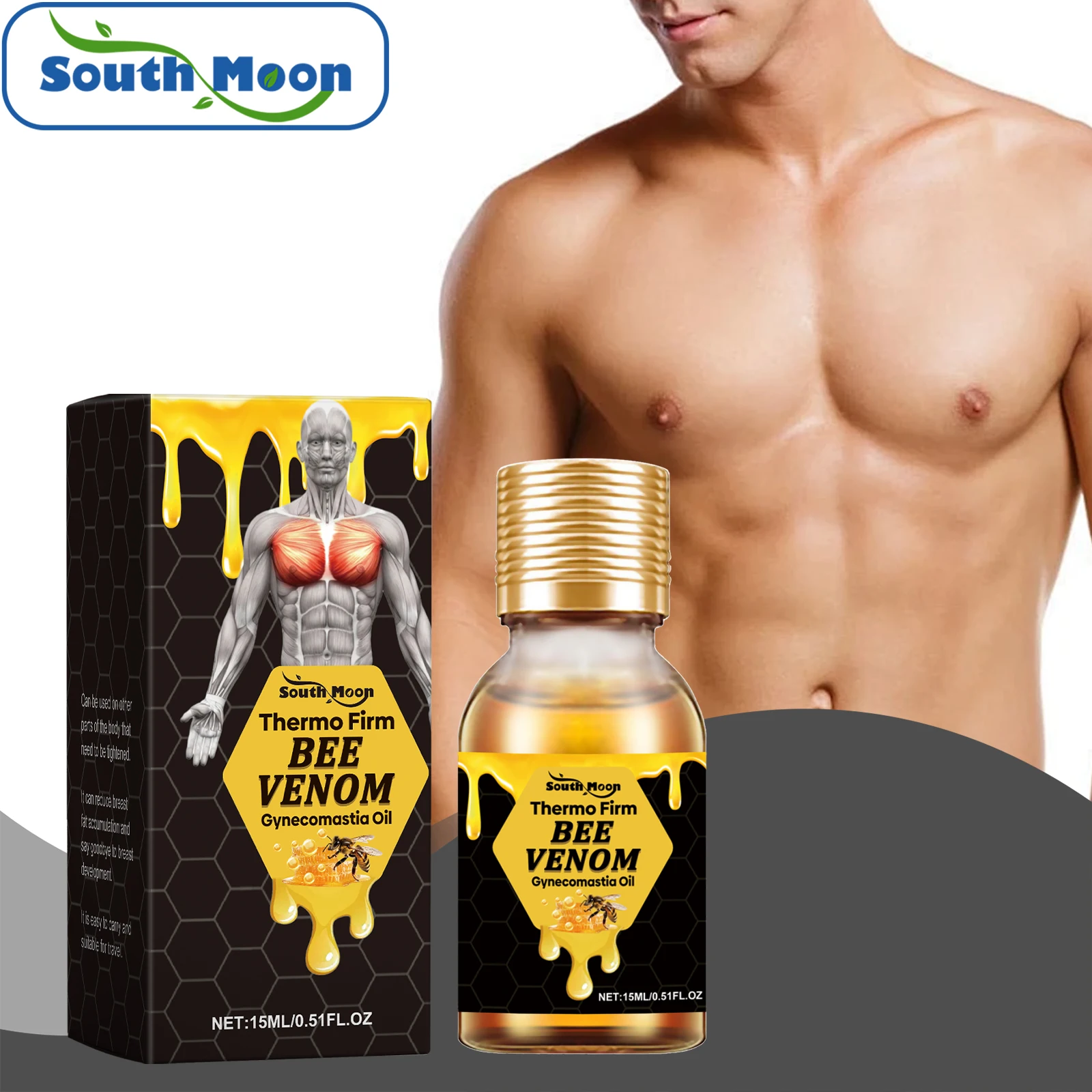 Men's Chest Shaping Serum (15ml) Enhances Chest Contour, Firmness and Delicate Soft Smooth Natural Healthy Radiance.