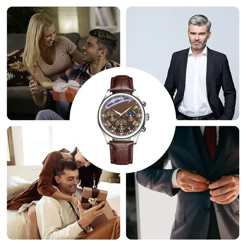 2024 New Classic Sports Watch Casual Men's Watch Fashion Waterproof Leather Men's Watch Suitable For Home Holiday Gifts