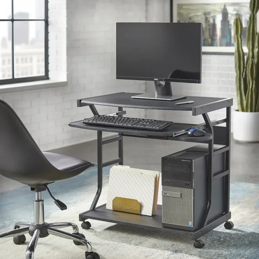 

Black Finish Table Computer Desks Berkeley Rolling Computer Workstation Desk Room Desk to Study Furniture Pliante Reading Gaming