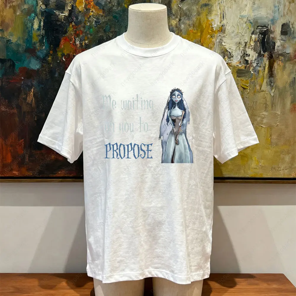 Corpse Bride 웨딩 빈티지 영화 그래픽 티셔츠 여성 남성 고품질 코튼 의류 캐주얼 반소매 O 넥 티셔츠