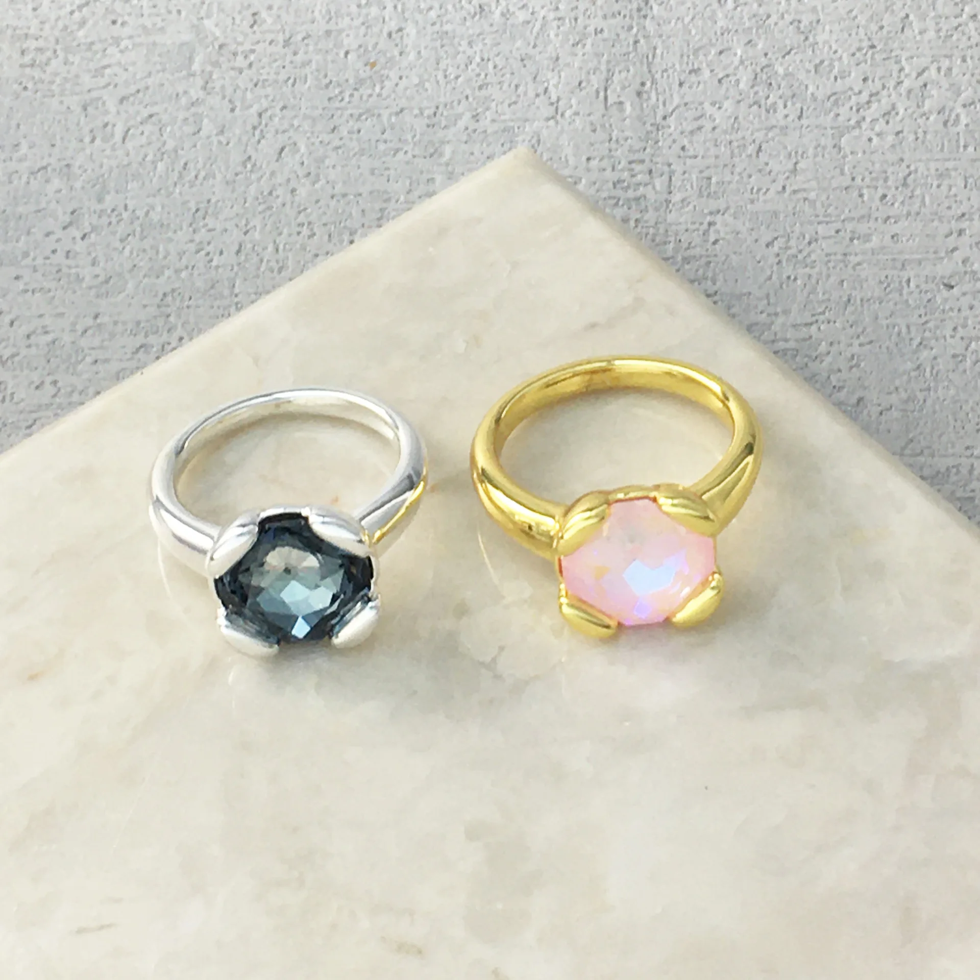 

Spain unode50 square small blue pink crystal ring Europe and the United States cross-border e-commerce jewelry niche