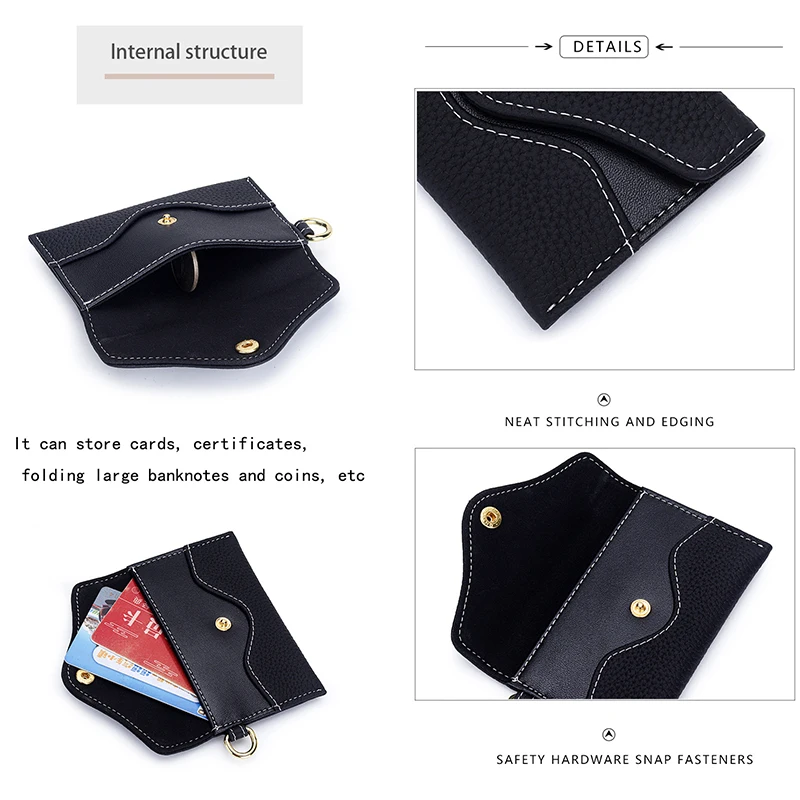 Luxury Genuine Leather Card Holder Fashion Mini Short Envelope Women Wallet Korean Japan Money Bag Credit Card Case Lady Purse