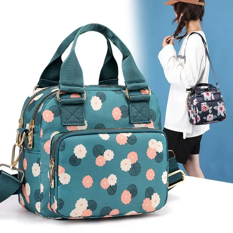 

2025 New Casual Ladies Fashion All-match Printed Car Stitch Nylon Large Capacity Oxford Canvas Cross-body One-shoulder Handbag