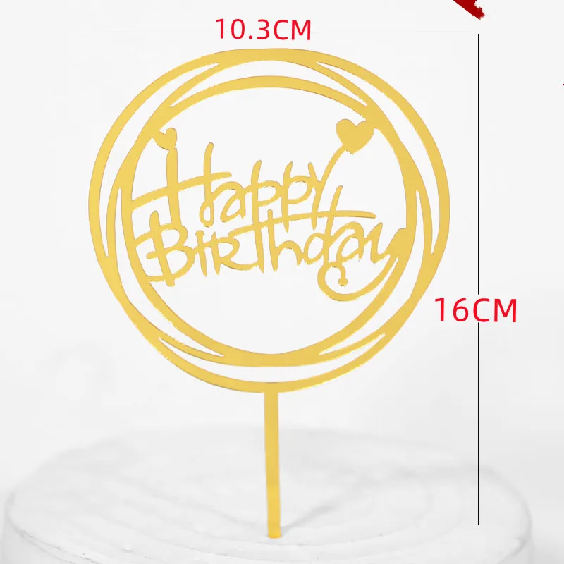 10 Stück 36 Designs Happy Birthday Tortendekoration Rosa Gold Acryl Cake Toppers Baby Shower Kuchen Geburtstagsparty Kuchenflaggen Dekorationen – Detail 6
