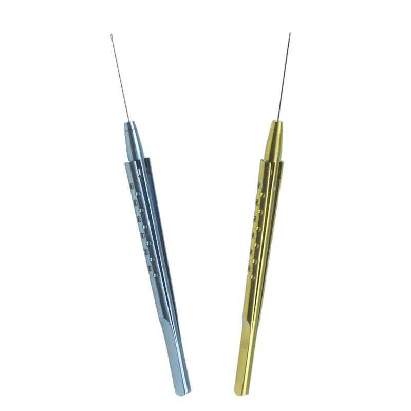 Titanium Ophthalmic Eye Surgical Instrument Serrated Forceps Retinal Capsulorhexis Forceps with Golf Handle