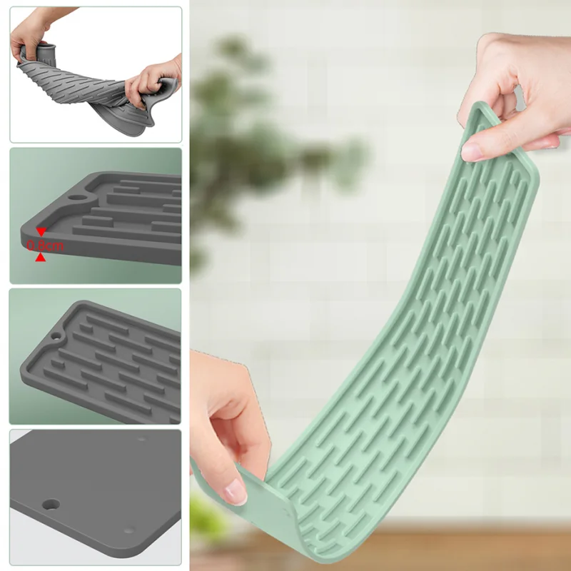 Extended section Silicone Draining Pad Kitchen Drying Anti-Slip Pad Pad Pot Insulation Pad Cutting Board Fixing Pad