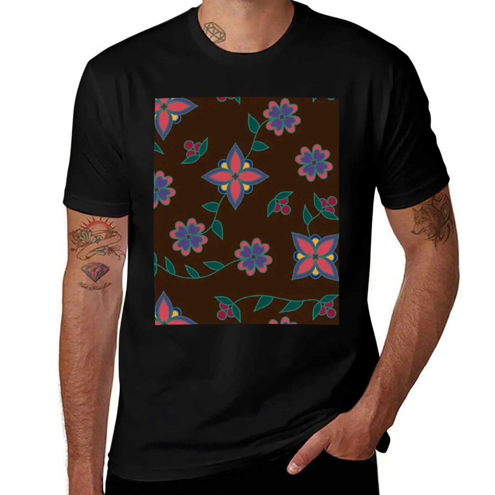 

Brown Floral T-Shirt oversizeds shirts graphic black t-shirts for men