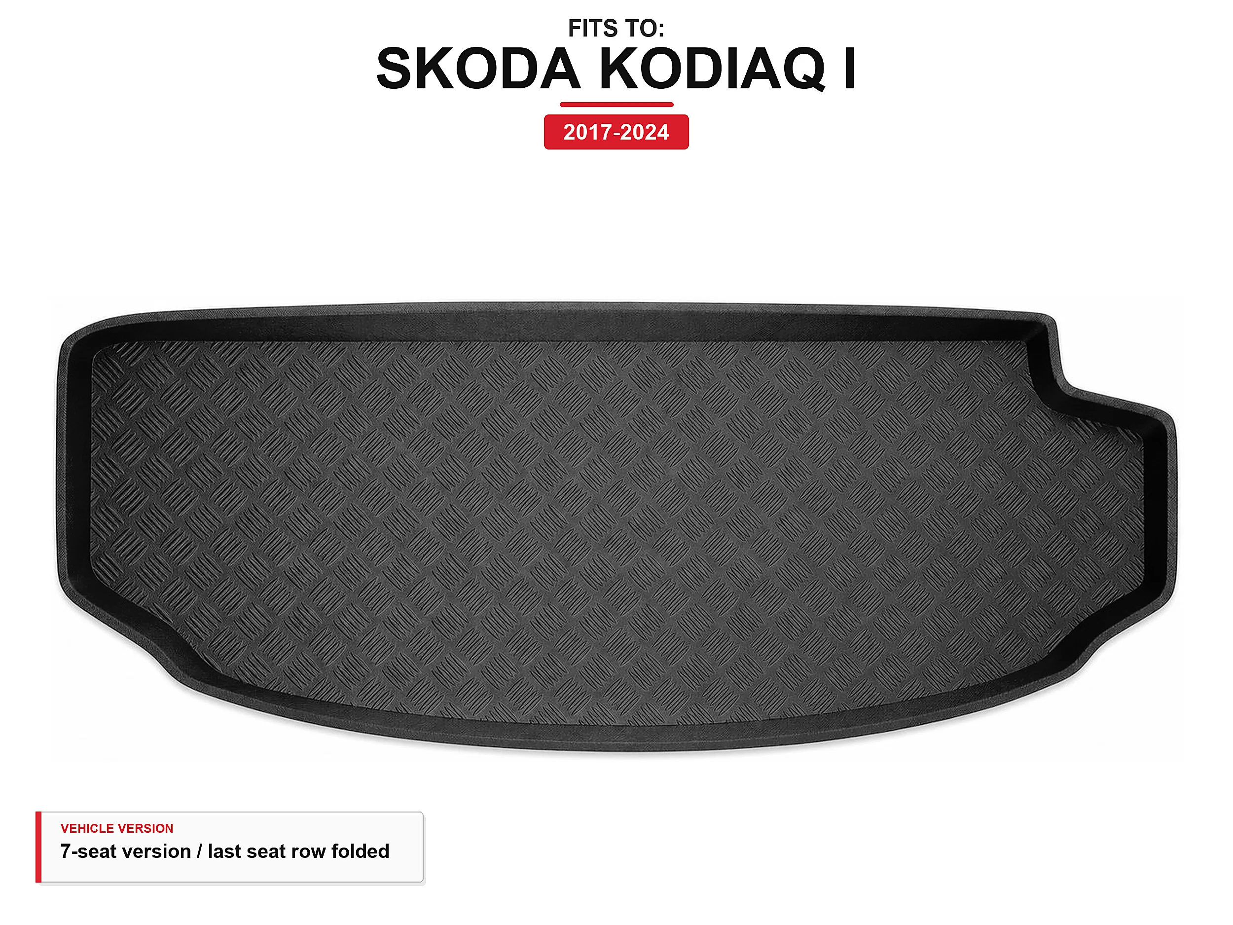 Kofferbakmat met rand voor: Skoda Kodiaq I 2017-2024 7-persoons versie