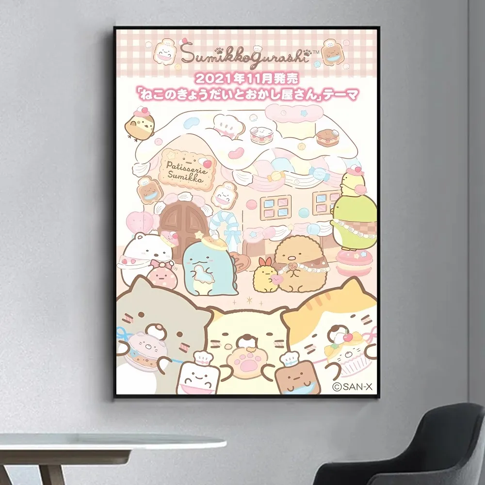 Japan Anime Sumikko Gurashi Poster Fancy Poster Wall Sticker for Living Room Bar Vintage Decorative Painting Middle