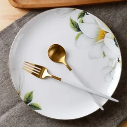 10inch, bone china serving dishes, porcelain buffet dishes, dining plates platte, ceramic golden plate, kitchen dinnerware