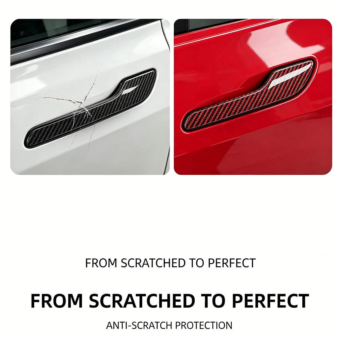 Car Door Handle Wrap Cover Decorative Stickers 4Pcs/Set Anti-scratch For Tesla Model 3 Y 2021 ABS Protector Sticker