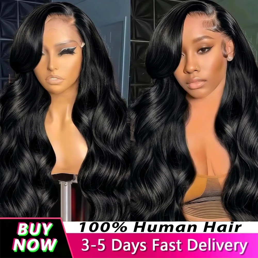 30 36 Inch Body Wave Human Hair Wigs 3X6 HD Lace Frontal Wig 100% Human Hair Remy Wet And Wavy Lace Front Wigs Natural Black Color For Women
