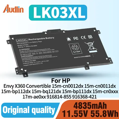 Sostituzione della batteria LK03XL per HP Envy X360 Convertible 15m-cn0012dx 15m-cn0011dx 15m-bp112dx 15m-bq121dx 15m-bp111dx 15m-cn0xxx 17m-ae0xx 17-ae1xx 17-bw0013dx 916814-855 916368-421