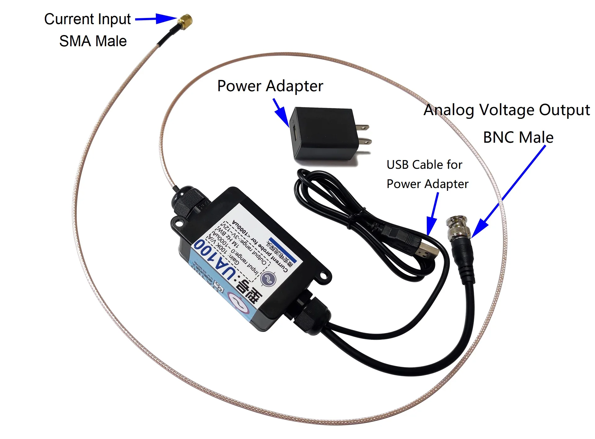 UA100 Current Probe for Microamp, Standard Current Probe for Small Current, BNC Interface, Single-End Current Mode,