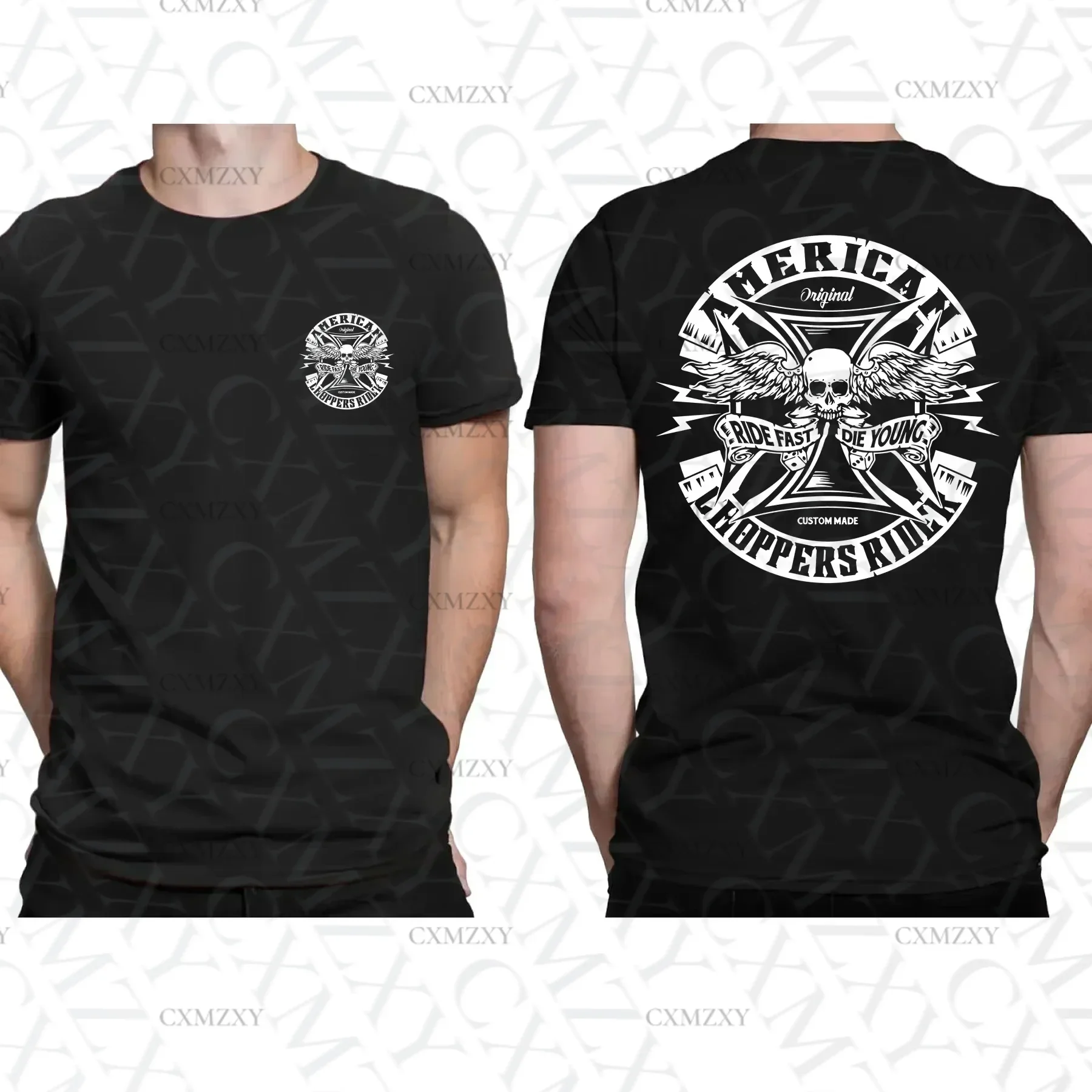 2025 Men's 'Speed Junkies' Graphic T-shirt Biker Chopper MC Indian Street Clothing for Motorcycle S-3XL Casual T-shirt