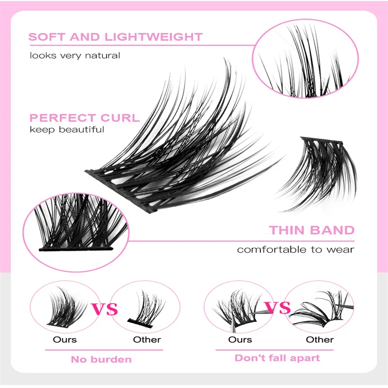 10 Rows/Set D Curl persistent curling Not easy to fall off  natural look segment eyelash kit with personlized